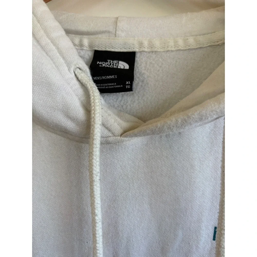 The North Face Mens XL White Never Stop Exploring Mountain Graphic Hoodie Fleece